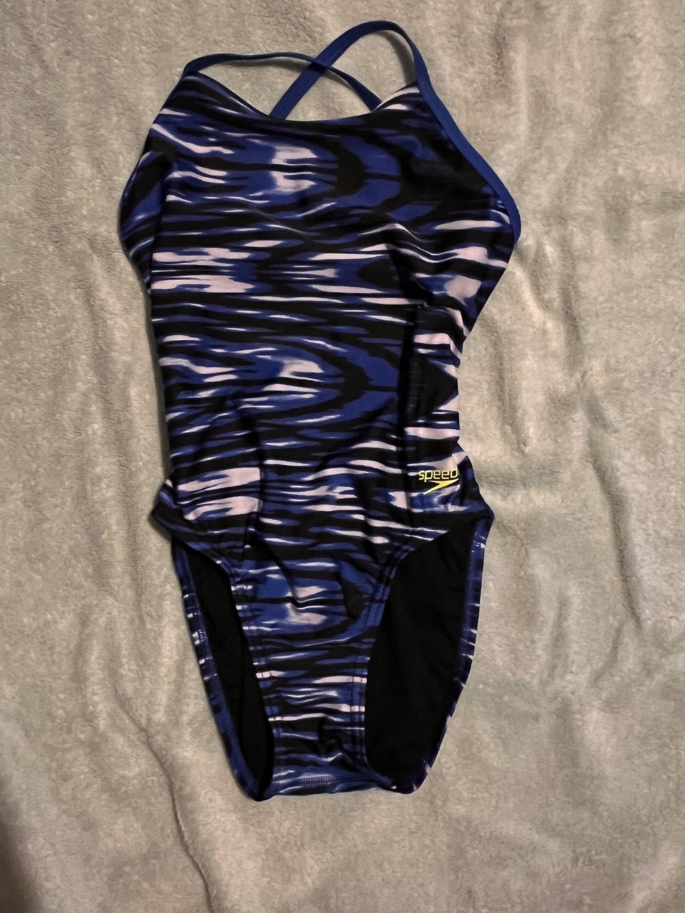 Speedo Blue and Black Wave-Print Women's One-Piece Swimsuit